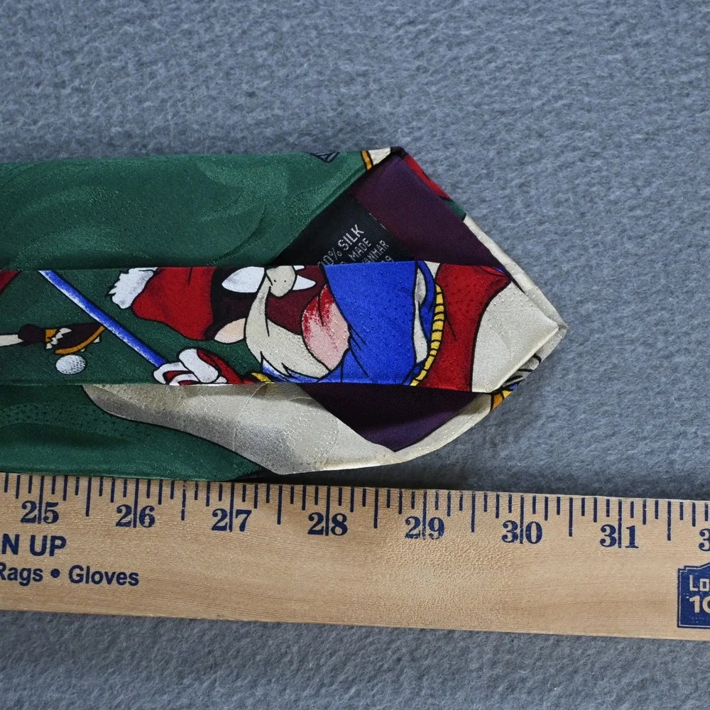 Looney Tunes Mens Vintage 1996 Golf Characters Silk‎ Tie OS Navy Green Multi